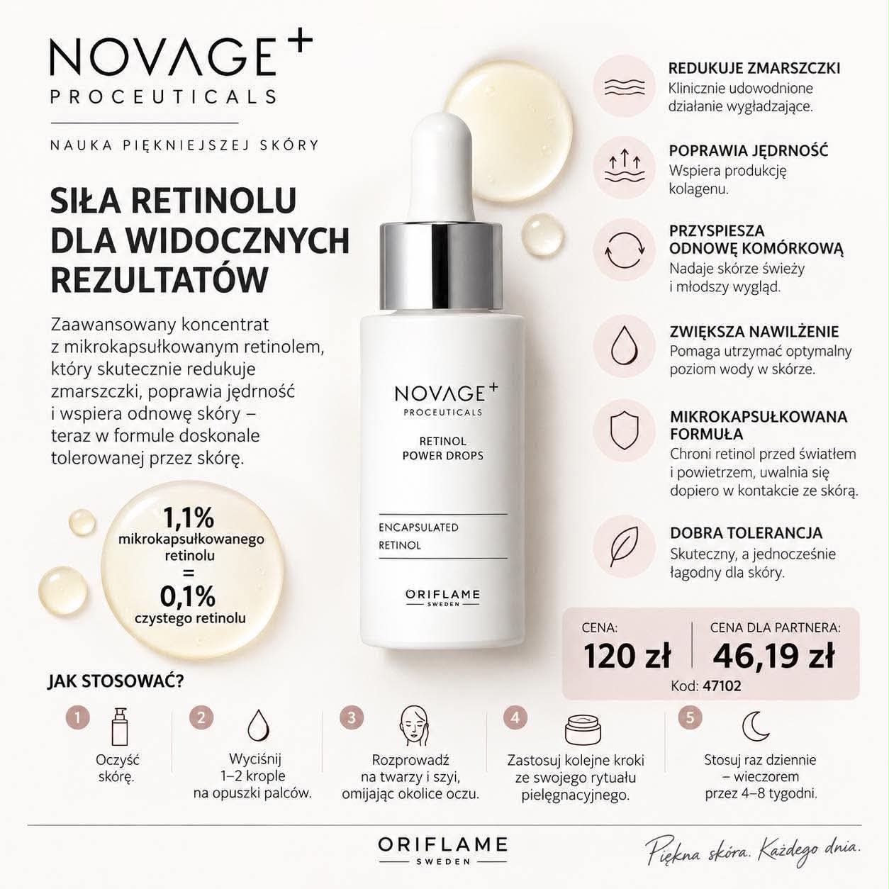 Koncentrat z retinolem NovAge+ — kod 47102, cena Partnera 46,19 zł
