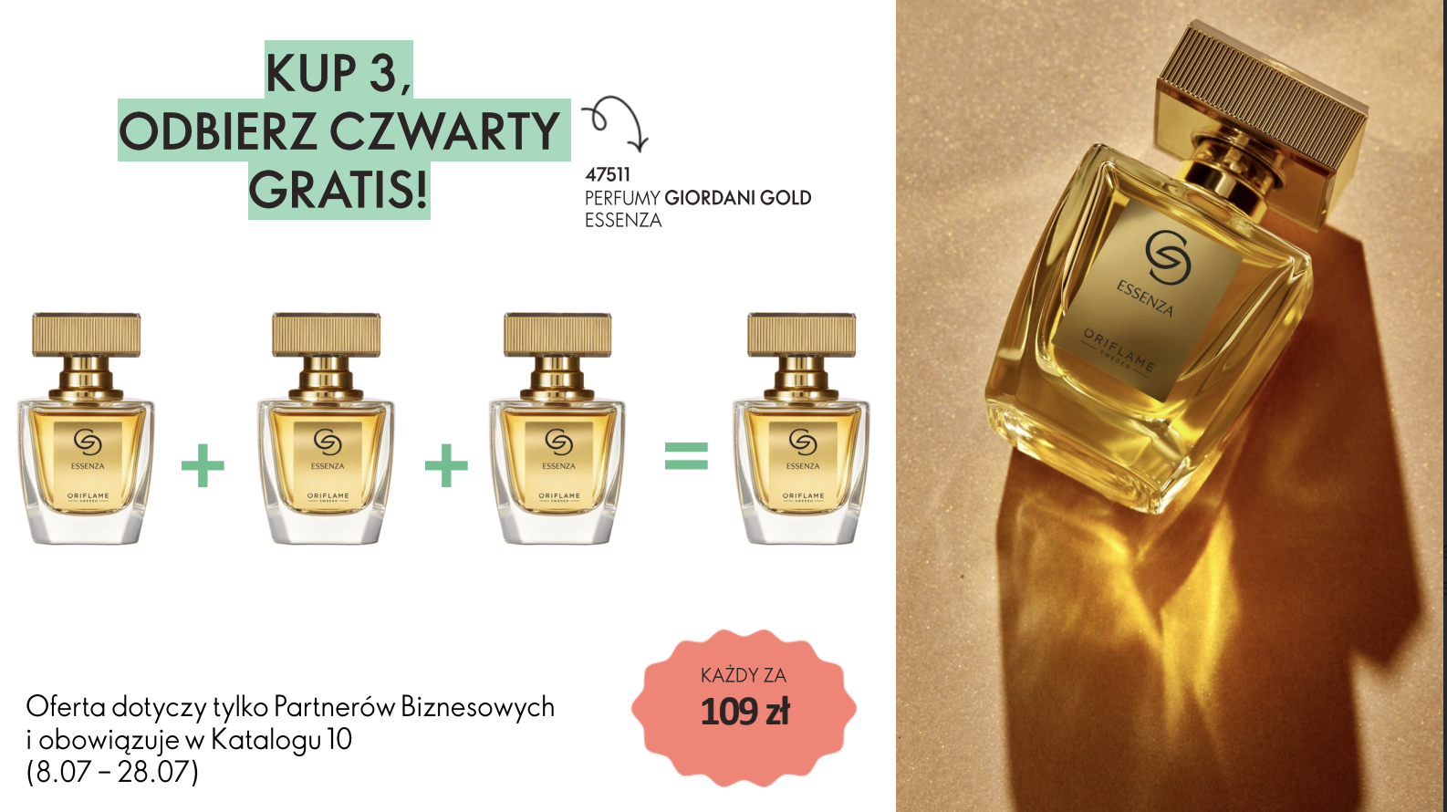 Giordani Gold Essenza — kup 3, odbierz czwarty gratis (109 zł/szt.)