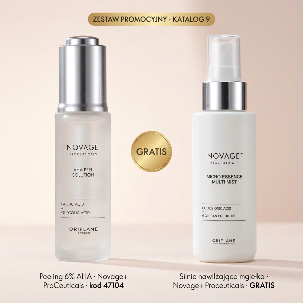 Zestaw Novage+ — Peeling 6% AHA + Mgiełka Micro Essence GRATIS
