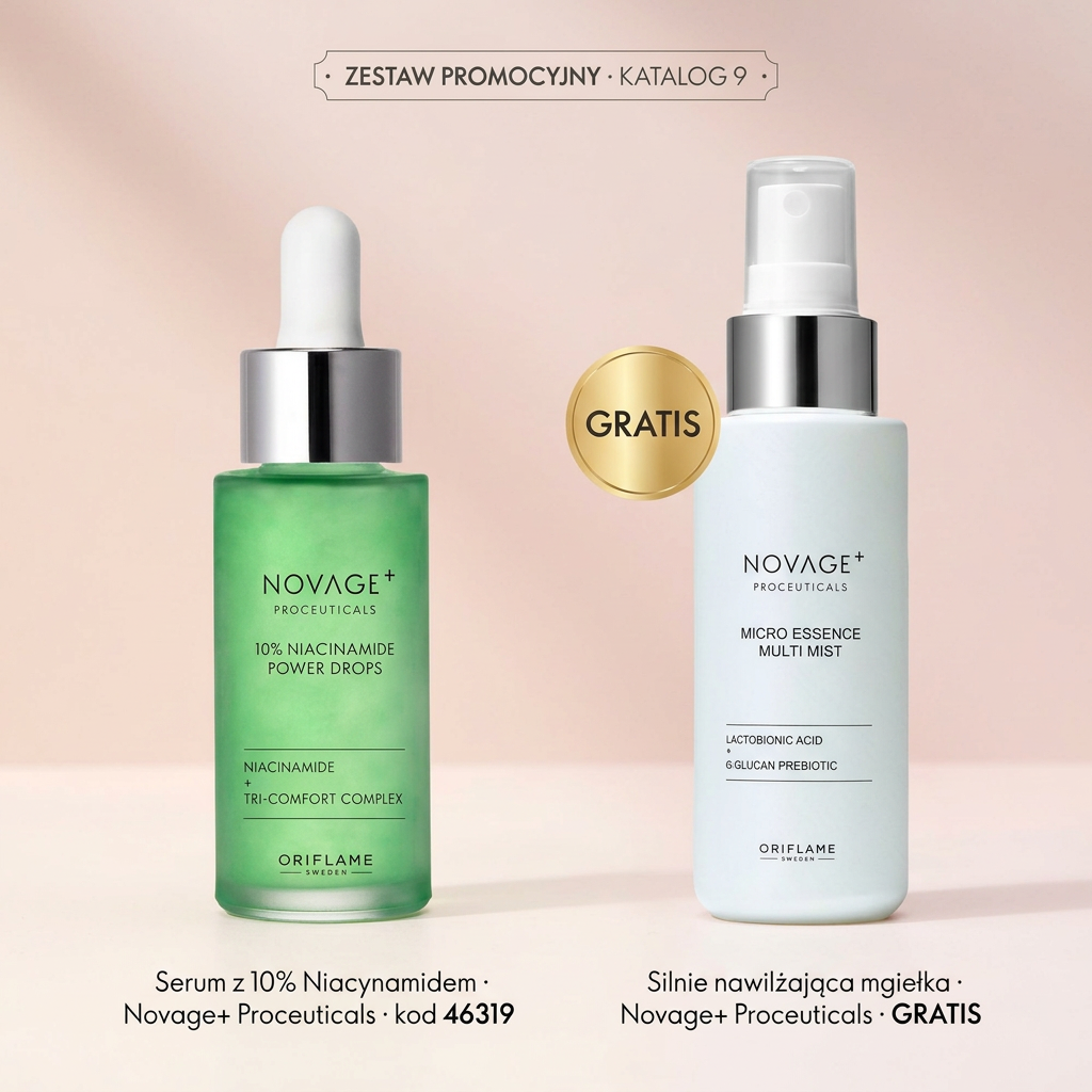 Zestaw Novage+ — Serum 10% Niacynamid + Mgiełka Micro Essence GRATIS